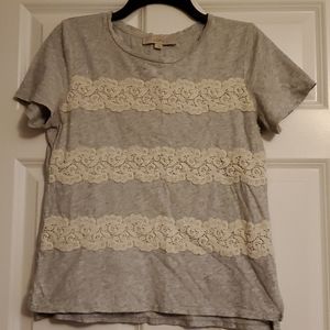 Loft Lace Striped T-shirt